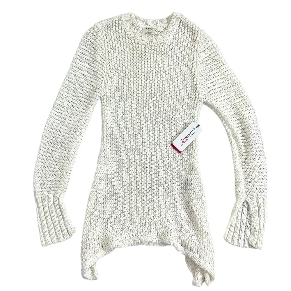 NWT JoFit Stay Inn Sweater size Small in White Asymmetrical Long Hem - Picture 8 of 10